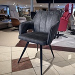 Set van 6 eetkamerstoelen, hunter veloursstof, zwart metalen poten